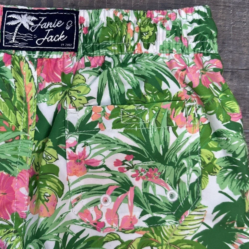 Janie and Jack Boys 18 To 24 Months Recycled Tropical‎ Floral Swim Trunk NEW